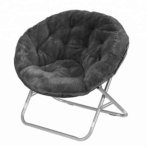 <span class=keywords><strong>Chaise</strong></span> lunaire d'intérieur rembourré en fausse fourrure, siège avec cadre métallique - Product Image 1