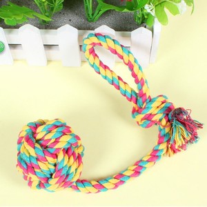 Algodón cuerda perro tirón juguete duro del perro mascota pelota de tenis juguete - Product Image 4