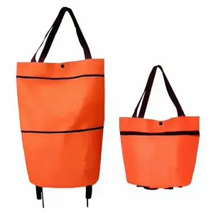 Có Thể Gập Lại Nylon Polyester Gấp 4 Bánh Xe Ghế Mua Sắm Xe Đẩy Túi Cho Siêu Thị