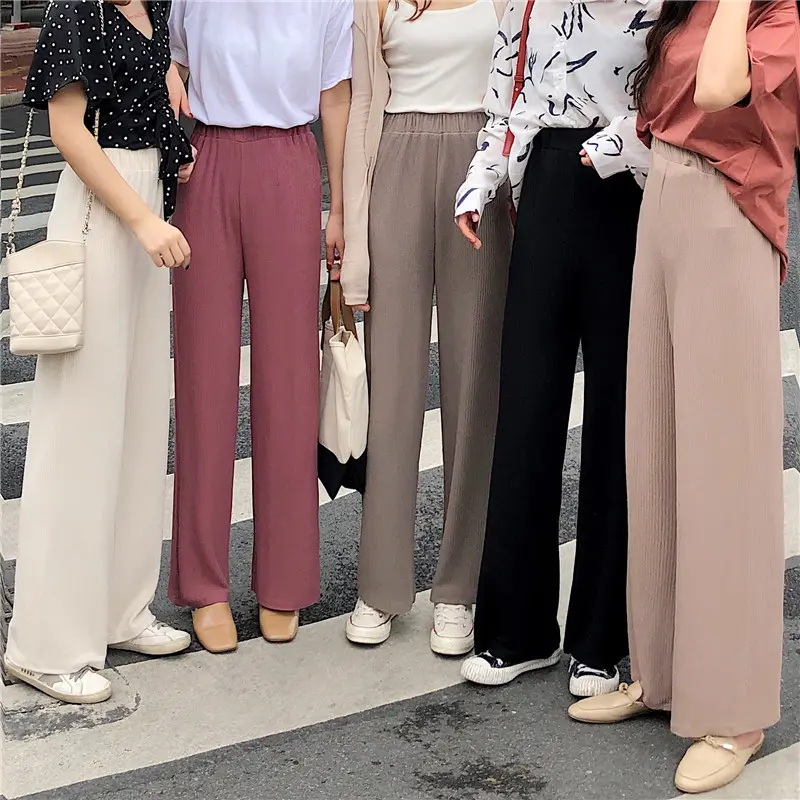 2020 Women Fashion Straight Legged Pants Ladies Casual Trousers