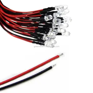 Factory Direct Sale 5V 20cm 10cm 3mm 5mm blau grün rot aus gezeichnete Diode vor verdrahtete 5mm LED-Lampe für Auto warnung