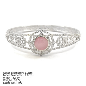 CZQ-0042 2018 thiết kế mới 925 Sterling Bạc Bangle Vòng đeo tay với cubic zircon 925 Bạc Bangle manuturer bán buôn - Product Image 2