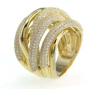 Vergulde Sterling Zilveren Ringen Cz Gesimuleerde Diamond Ring Eternity Bands Voor Vrouwen Knuckle Rings