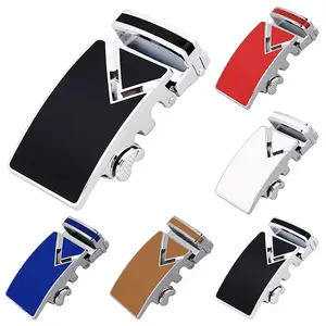 Wholesale Stock Metal Zinc Alloy Red Black Blue Brown White Colored Mens Automatic Ratchet Belt Buckle