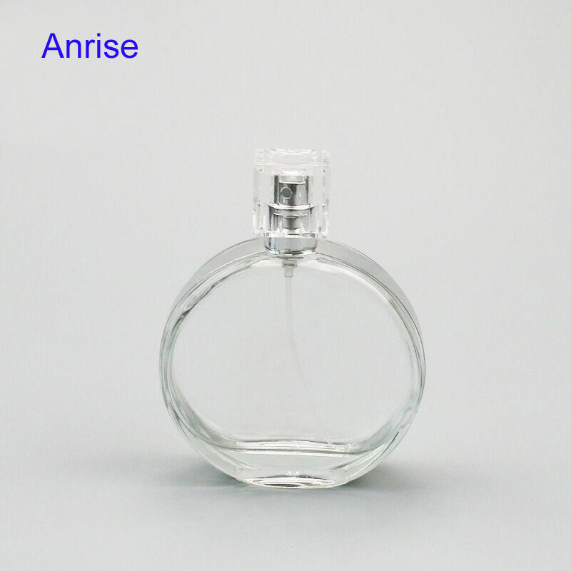 Wholesale 100ml Round Flat Clear Glass Perfume Bottle
