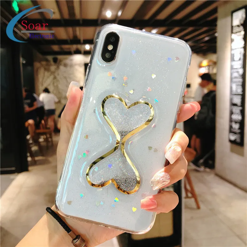 Productos mas Vendidos en China Anti-shock UV Afdrukken Zandloper Vorm Met Drijfzand Glitter Cover Voor iPhone 8/ 8 plus/X Case