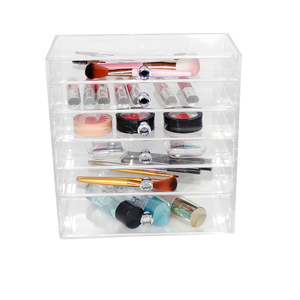 Hot <strong>Acrylic</strong> Cosmetic Storage <strong>Drawers</strong>,Luxury Jewelry Display Box,Wholesale <strong>6</strong> <strong>Drawers</strong> <strong>Acrylic</strong> <strong>Makeup</strong> <strong>Organizer</strong> With Crystal Knobs