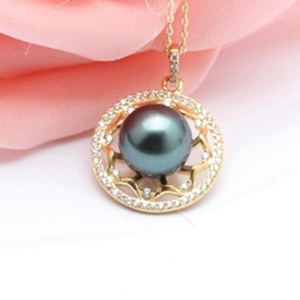 Bellissimo ciondolo perla Tahiti Design ciondolo argento 925 perla rotonda disegni <span class=keywords><strong>oro</strong></span> - Product Image 1
