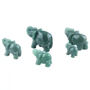 Natürliche Jade Green Elephant Ornamente Good Lucky Feng Shui Home Office Crafts Dekoration