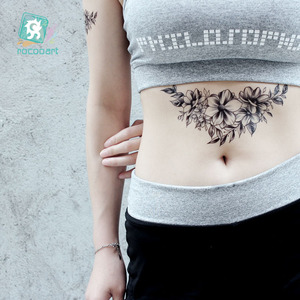 Diseño de <span class=keywords><strong>tatuaje</strong></span> de pistola de loto de flor <span class=keywords><strong>grande</strong></span> de moda temporal impermeable para mujeres <span class=keywords><strong>brazo</strong></span> falso pegatinas de tatuajes de flores grandes - Product Image 3