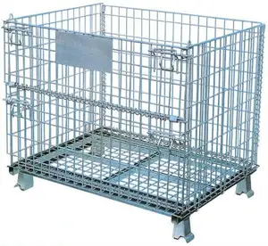 Cages de stockage galvanisées Cage de sillonnage à panier métallique Conteneurs en treillis métallique Entrepôt Conteneur en treillis industriel pour préformes PET