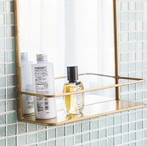 Nordic Decorative <strong>Rectangular</strong> <strong>Gold</strong> Metal Frame Wall Mounted <strong>Mirror</strong> with Shelf for Bathroom Home Decor - Product Image 6
