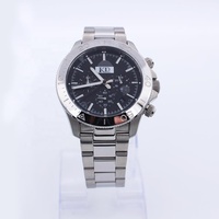 Montres en acier inoxydable pour hommes, vente en gros OEM, cadran noir et blanc personnalisé, montre chronographe de luxe pour hommes entièrement en métal