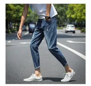 Mannen Gebroken Gat Jeans Zomer Slanke Koreaanse Stijl Joker Negen Punten Broek Broek