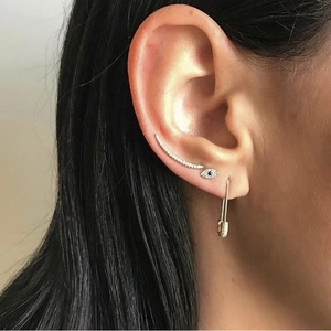 <span class=keywords><strong>Pendientes</strong></span> de <span class=keywords><strong>Aro</strong></span> con Pasador de Seguridad de Plata y Micro Pavé de Circonitas Cúbicas de Latón Gemnel - Product Image 3