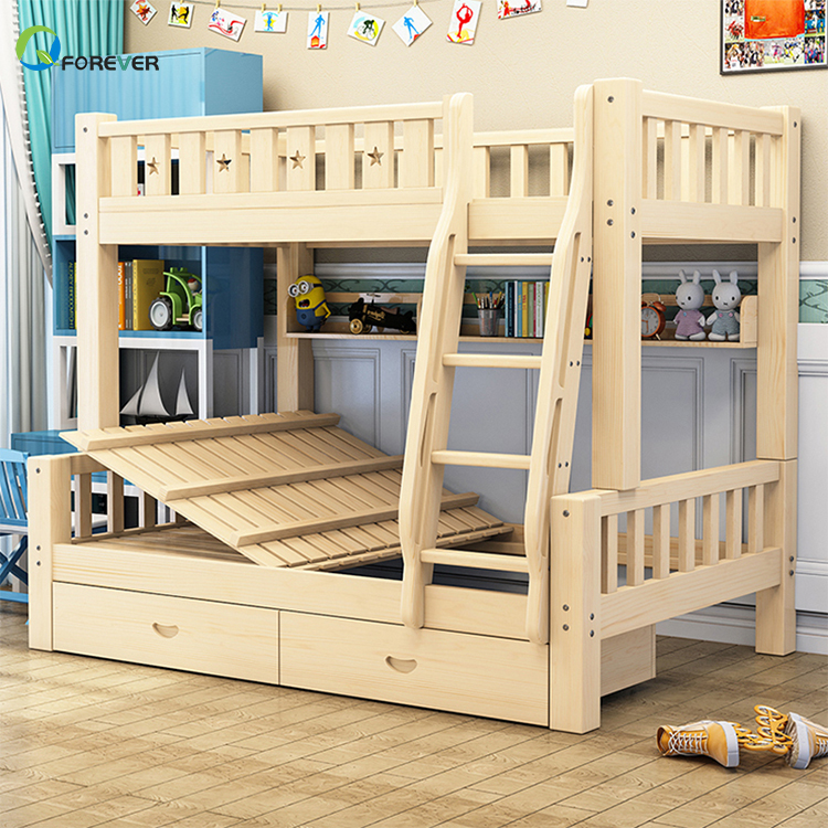Modern Double Decker Bed - Wooden Bunk Bed for Kids