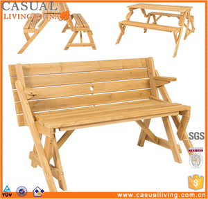 Wood Patio 2 in 1 <strong>Outdoor</strong> Interchangeable Picnic <strong>Table</strong> <strong>and</strong> <strong>Bench</strong> <strong>Set</strong> - Product Image 1