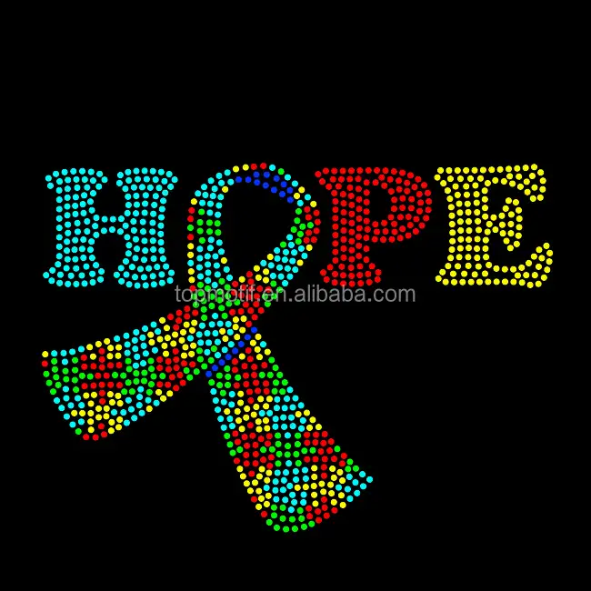 custom rhinestone t shirts wholesale autism awareness hope iron on