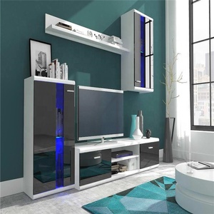Ensemble de meubles de salon avec éclairage LED de différentes couleurs modernes, meuble d'exposition en verre, étagère de meuble TV - Product Image 2