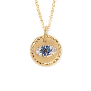 สร้อยคอจี้เหรียญบิดเกลียวชุบทอง 18k ลายตาสีฟ้า สำหรับผู้หญิง รุ่นใหม่ล่าสุด - Product Image 1