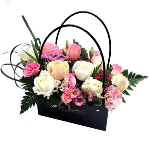 New Arrival Valentine Flower Boxes Packaging Hand Carrying Flower Basket Florist Box Florist Foldable Delivery Box