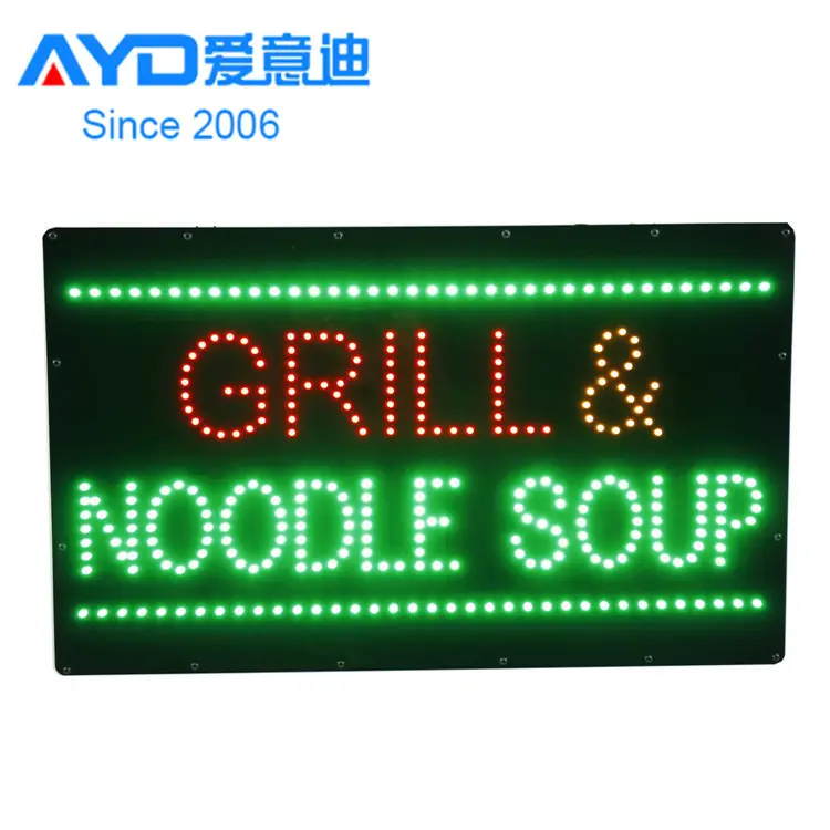Hot Cake Indoor Advertising LED Open Sign Grill Noodle Soup Program LED Display LED Gas Price Sign