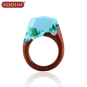 Einzigartige Produkte Mode Schmuck Handgemachte Holz Harz Ring Ringe Schmuck Frauen