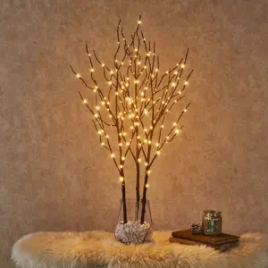 LED Brown Bark Fairy Lighted Artifical Birch Branch twig Decoration Lights