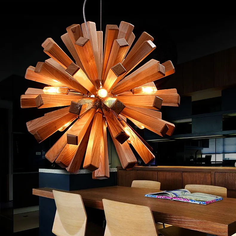 Modern Caracole endüstriyel tarzı ışık E27 ahşap Muti renk beton kolye lamba yemek odası için
