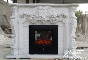 Western Design Indoor Living Room Decor Freestanding White Angel Marble <strong>Fireplace</strong> <strong>Mantle</strong> - Product Image 2