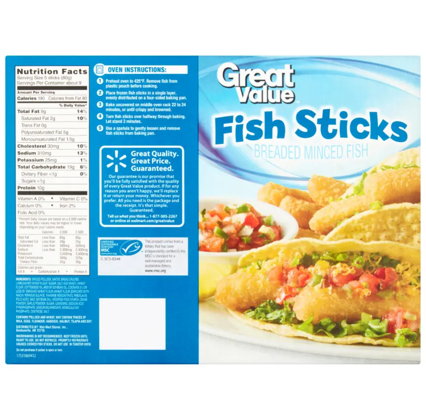 PE Water Resisted Seafood Package Barcode-Etiketten Gefrorener Fisch Verpackungs etiketten aufkleber