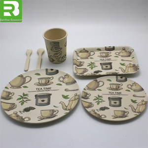 Vajilla <span class=keywords><strong>de</strong></span> Melamina Estampada Colorida para Uso Diario, <span class=keywords><strong>Platos</strong></span> Desechables <span class=keywords><strong>de</strong></span> Bambú Elegantes - Product Image 4