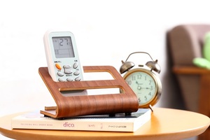 Support de télécommande TV en bois avec support pour téléphone portable, organisateur de fournitures de bureau - Product Image 6