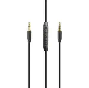 厂家直销供应3.5毫米立体声插头至4极音频3.5毫米Aux电缆黑色麦克风和音量控制3.5毫米立体声音频电缆