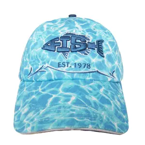 Casquette de Baseball avec Logo de poisson bleu brodé, casquette Simple, avec pare-soleil, pêche, sport de plein air,