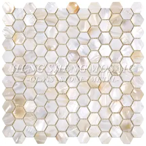 パールシーシェルモザイクタイルの六角形の生の天然素材ホワイトプレミアムマザー