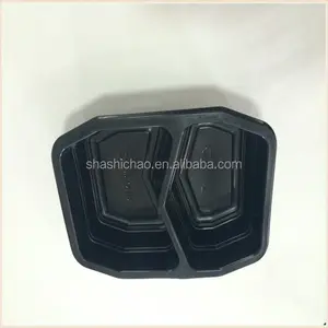 disposable frozen microwable food tray with two compartments