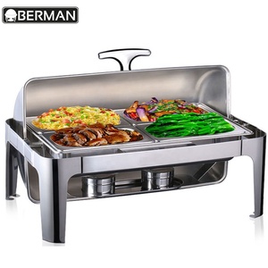 Calentador de alimentos de venta de Filipinas plato de frotamiento moderno decorativo, platos de chafing de 9L calentador de alimentos de acero inoxidable