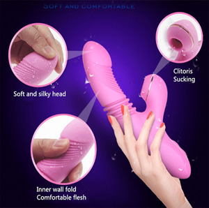 Vibratore Telescopico Automatico Dildo <span class=keywords><strong>Stimolatore</strong></span> Vibrante Succhiante Masturbatore Doppia Vibrazione Massaggiatore Rabbit Giocattoli Sessuali per Adulti - Product Image 3