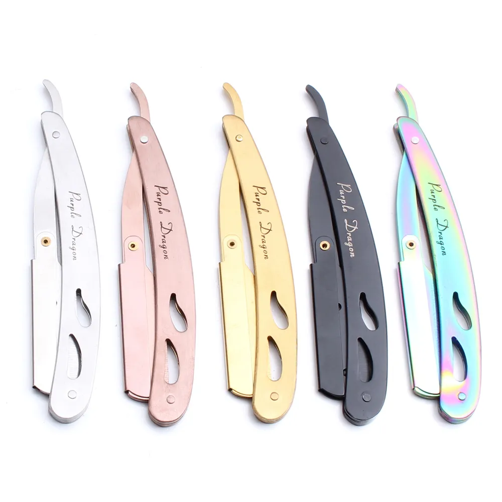 Purple Dragon Hairdresser hair cut razor professional hair knife knives change blade type knife Copper single handle Razor Z6102