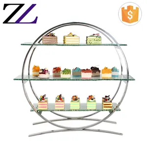 Ceramic Buffet Stand Afternoon Tea Stand Stainless Steel 3 Tier Food Display For Wedding Cake Dessert Buffet Display Stand