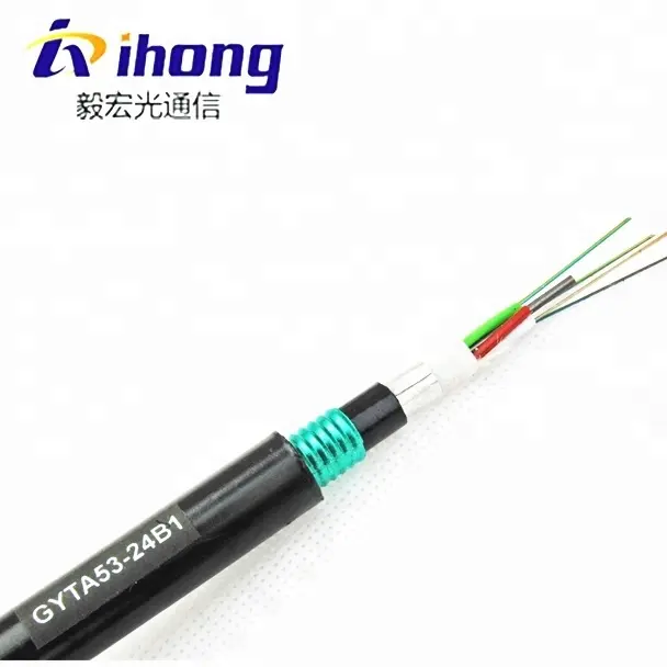 Açık tip 24-72 çekirdek GYTA53 fiber optik kablo için uygun hava kanalı ve gömülü