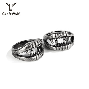 Craft Wolf Vampire Men Acero inoxidable antiguo plateado estilo chino calavera anillo <span class=keywords><strong>de</strong></span> racimo para la fabricación <span class=keywords><strong>de</strong></span> joyas DIY - Product Image 5