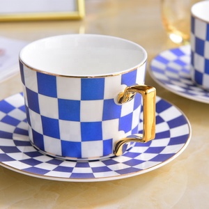 Di lusso di ceramica tazza di tè con piattino set 250 <span class=keywords><strong>ml</strong></span> blu tazze <span class=keywords><strong>da</strong></span> <span class=keywords><strong>caffè</strong></span> in porcellana - Product Image 5