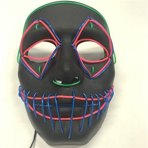 Halloween Rave Accessoires Knipperende Led Gezicht Voor Party Terror Latex Anime Cosplay Kostuum Masker Latex Masker