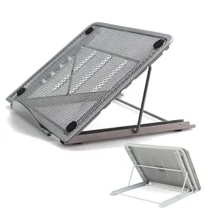 Verstelbare Opvouwbare Alloy Bureau Notebook Kabel S-Clip Laptop Stand Met Dual Telefoon Houder