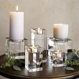 Pemegang Lilin Kaca Kristal Dekorasi Kustom Desain Baru untuk Pernikahan