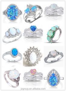 Ópalo azul en forma de corazón joyería de plata esterlina mujeres boda anillo de compromiso - Product Image 5