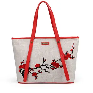 7004 Newest fashion embroider faux canvas fashion tote bags with custom printed logo tote bag wholesale canvas tote bag