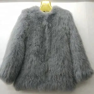 Ý mới Thiết Kế Mùa Đông Tay Knit Tự Nhiên Bất Silver Fox Fur Phụ Nữ Áo Khoác